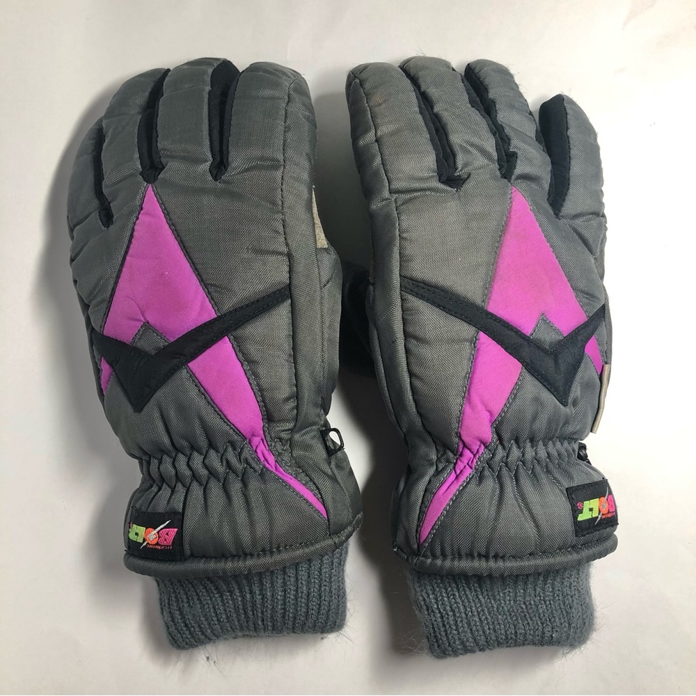 Vintage 80s Ski Gloves Women’s Large - Lightning Bolt/ Thinsulate - Snowboarding